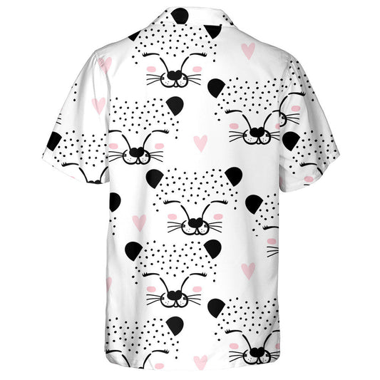 Pink Heart And Face Of Leopard With Spotted Hawaiian Shirt, Hawaiian Shirt Gift, Christmas Gift