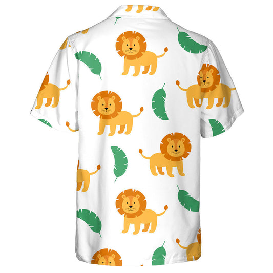 Wild Animal Lion And Tropical Banana Leaves Hawaiian Shirt, Hawaiian Shirt Gift, Christmas Gift