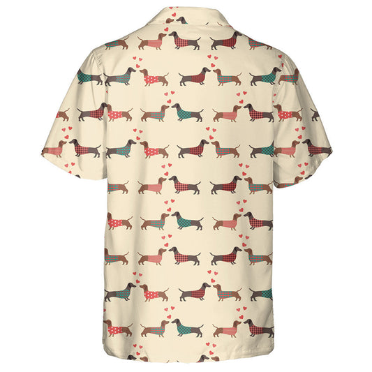 Couple Of Dressed Dachshunds With Red Hearts Hawaiian Shirt, Hawaiian Shirt Gift, Christmas Gift