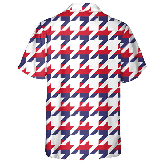 Ideal Houndstooth Pattern In USA Flag Colors Hawaiian Shirt, Hawaiian Shirt Gift, Christmas Gift