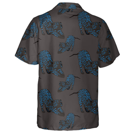 Modern Abstract Leopard Blue And Dark Hawaiian Shirt,Hawaiian Shirt Gift, Christmas Gift
