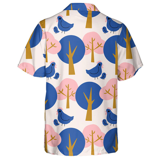 Cute Chicken And hen With Colorful Trees Hawaiian Shirt, Hawaiian Shirt Gift, Christmas Gift