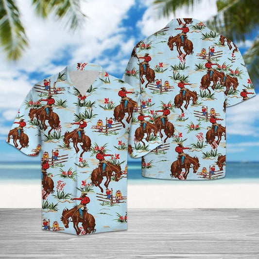 Light Sky Blue Design Hawaiian Shirt Cowboy Style,Hawaiian Shirt Gift, Christmas Gift