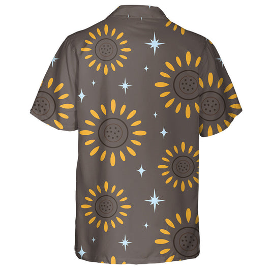 Sparkle Stars Boho Pattern With Stylized Sunflowers Hawaiian Shirt, Hawaiian Shirt Gift, Christmas Gift