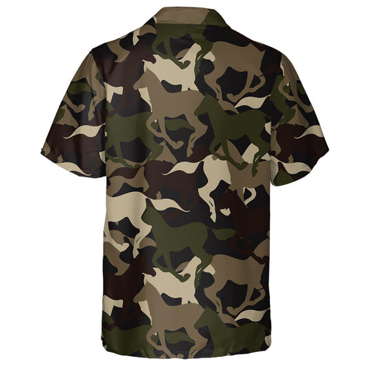 Beautiful Camouflage Horse Silhouette Military Backgound Hawaiian Shirt, Hawaiian Shirt Gift, Christmas Gift