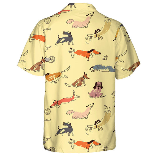 Playing Dog With Disk Isolated Background Hawaiian Shirt,Hawaiian Shirt Gift, Christmas Gift