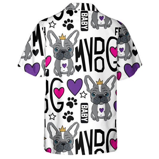 Adorable Baby French Bulldog Cartoon Background Hawaiian Shirt, Hawaiian Shirt Gift, Christmas Gift