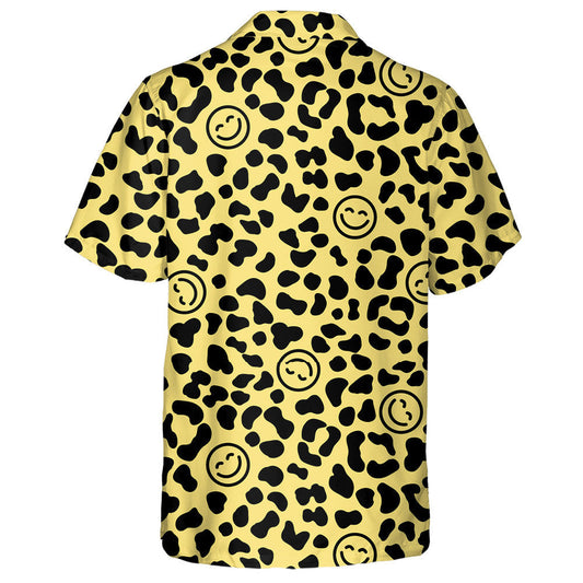 Leopard Skin With Happy Face Smiling Emoticon Hawaiian Shirt, Hawaiian Shirt Gift, Christmas Gift