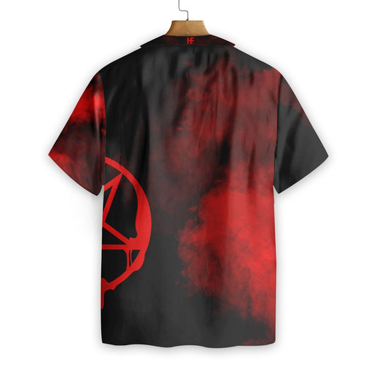 Pentagram Gotach Satanic Gotach Patrún Dubh Agus Dearg Léine Haváís, Bronntanas Léine Haváís, Bronntanas Nollag