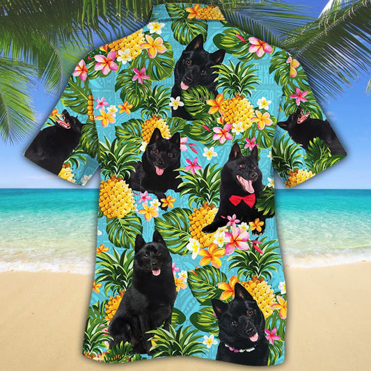 Schipperke Dog With Pineapple And Plumeria Hawaiian Shirt,Hawaiian Shirt Gift, Christmas Gift