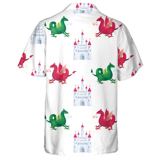 Picture Of A Fairytale Castle And Dragon Hawaiian Shirt,Hawaiian Shirt Gift, Christmas Gift