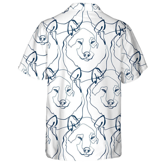 Líne Ealaíne Ainmhithe Aghaidh Of Mac Tíre Ar Léine Bán Haváís, Bronntanas Léine Haváís, Bronntanas Nollag