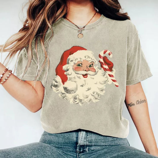 Vintage Santa T-shirt, Christmas Sweatshirt Cute, Christmas Winter Sweatshirt