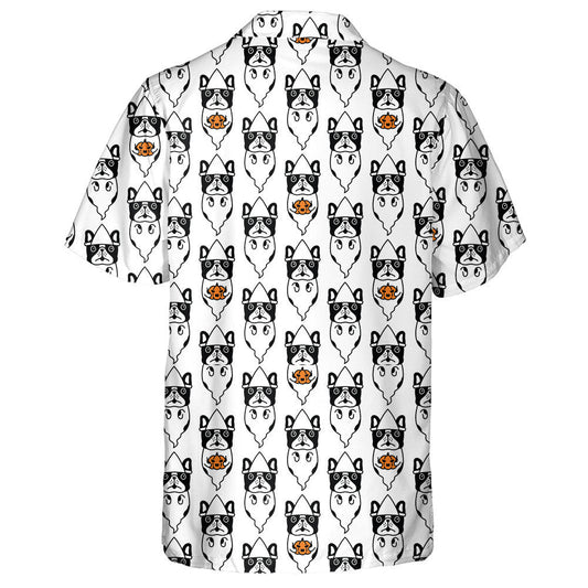 Halloween Bulldog Puppy Spooky Pumpkin Cartoon Hawaiian Shirt, Hawaiian Shirt Gift, Christmas Gift