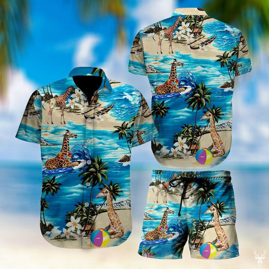 Beach Hawaii Giraffe Hawaiian Shirt,Hawaiian Shirt Gift, Christmas Gift