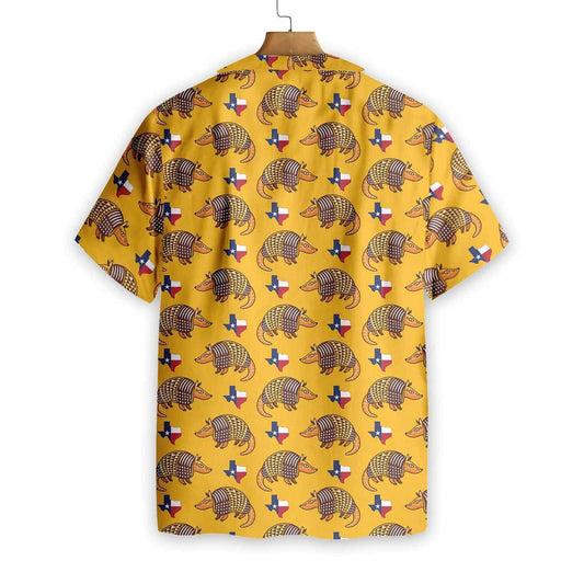 Texas Proud Armadillo Yellow Pattern Hawaiian Shirt,Hawaiian Shirt Gift, Christmas Gift
