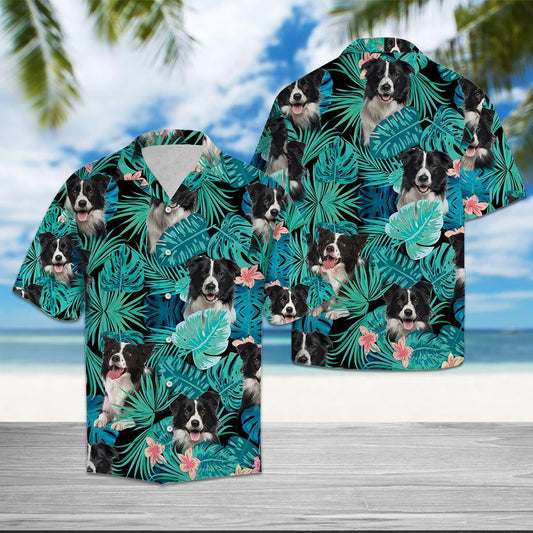 Cute Border Collie Tropical Jungle Design Hawaiian Shirt, Hawaiian Shirt Gift, Christmas Gift