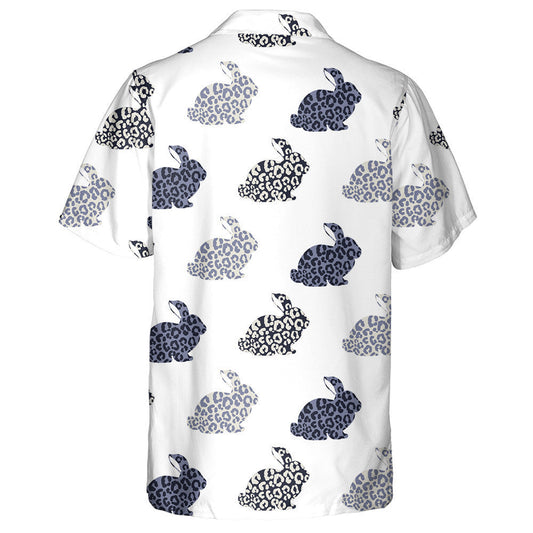 Hand Drawn Abstract Silhouette Bunny With Leopards Hawaiian Shirt, Hawaiian Shirt Gift, Christmas Gift