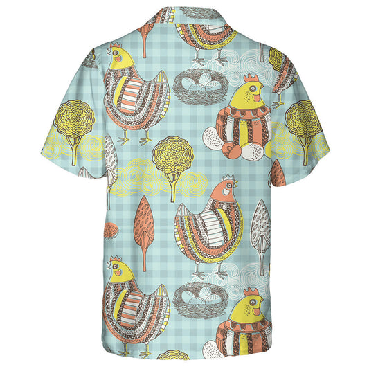 Special Chicken Hen With Egg Nest And Tree Hawaiian Shirt, Hawaiian Shirt Gift, Christmas Gift