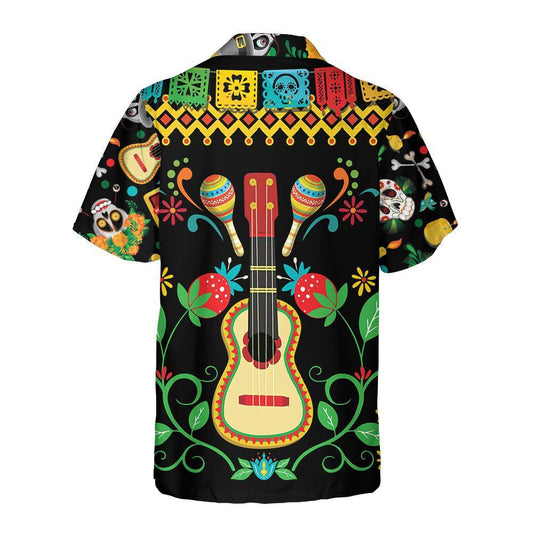 Day Of Dead Sugar Skull And Guitar Hawaiian Shirt, Hawaiian Shirt Gift, Christmas Gift