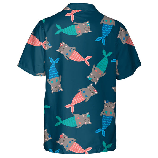 Magic Cute Mermaids Funny Little Cats Hawaiian Shirt, Hawaiian Shirt Gift, Christmas Gift