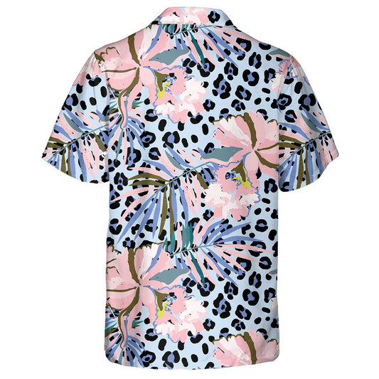 Pink Orchid With Palm Leaves On Leopard Background Hawaiian Shirt, Hawaiian Shirt Gift, Christmas Gift