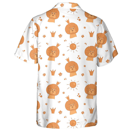 Funny Lion In Crown With Sun And Footprint Hawaiian Shirt, Hawaiian Shirt Gift, Christmas Gift