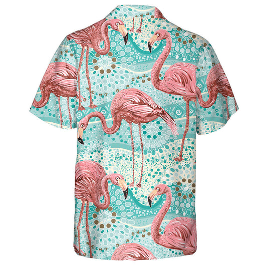 Flamingos And Tropical Plants On Vnitage Background Hawaiian Shirt, Hawaiian Shirt Gift, Christmas Gift