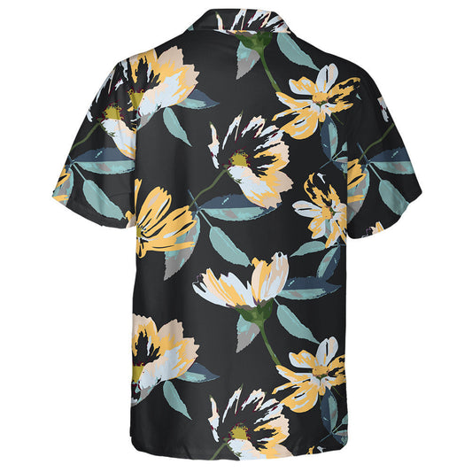 Brainse Bláthanna Buí Mórdhath Uiscedhath Ar Léine Haváís Dearadh Dubh, Bronntanas Léine Haváís, Bronntanas Nollag