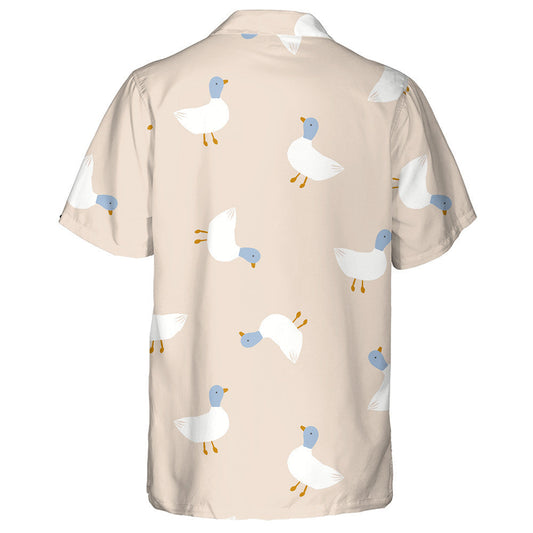 Hand Drawn Cute Ducks On Beige Background Hawaiian Shirt, Hawaiian Shirt Gift, Christmas Gift
