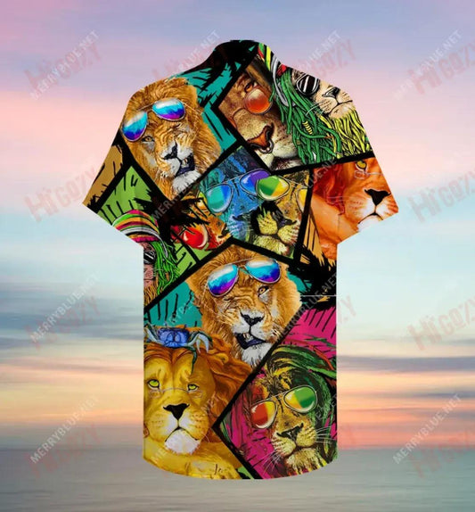 Lion iontach Unisex Léine Haváís Aigéan Muinchille Gearr Léinte Crazy Léinte Crazy Léinte Crazy Haváí, Bronntanas Nollag