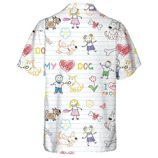 Funny Children's And Dogs Isolated Background Hawaiian Shirt,Hawaiian Shirt Gift, Christmas Gift