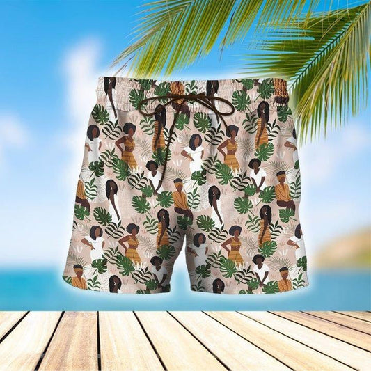 Dearadh Cúlra Trópaiceach Mná Dubha Léine Haváís Agus Gearr, Bronntanas Léine Haváíais, Bronntanas Nollag