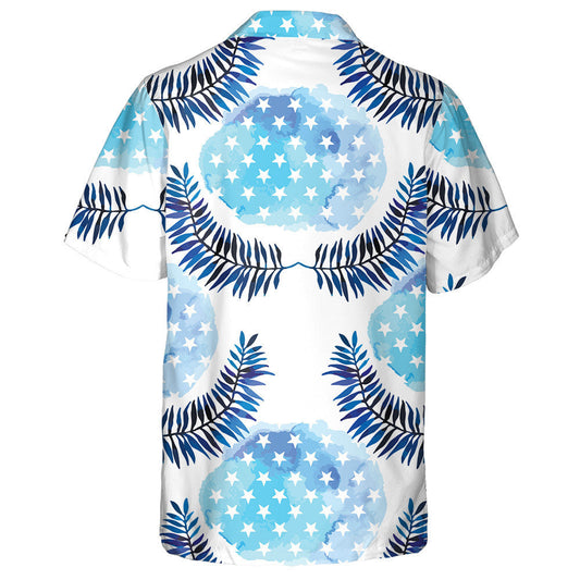 Watercolor Starry Blue Texture With Floral Design Hawaiian Shirt, Hawaiian Shirt Gift, Christmas Gift