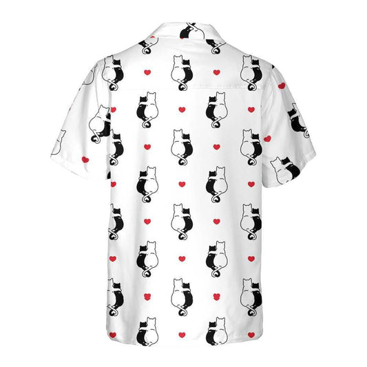 Valentine Heart Kitten Cartoon White Background Hawaiian Shirt,Hawaiian Shirt Gift, Christmas Gift