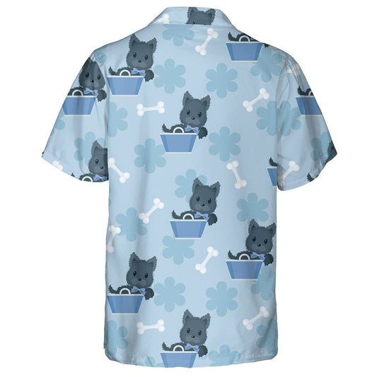 Scotch Terrier In A Blue Basket Isolated Background Hawaiian Shirt, Hawaiian Shirt Gift, Christmas Gift