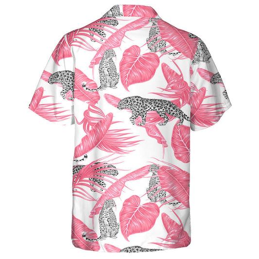 Cartún Nua-Aimseartha Liopard Agus Duilleoga pailme Bándearg Teochriosach Léine Haváís, Bronntanas Léine Haváís, Bronntanas Nollag