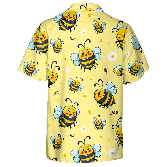 Watercolor Cute Honey Bee Cartoon Illustration Hawaiian Shirt, Hawaiian Shirt Gift, Christmas Gift