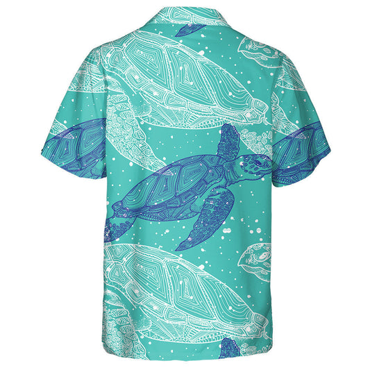 Sea Turtles Marine With Mandala On Green Hawaiian Shirt, Hawaiian Shirt Gift, Christmas Gift