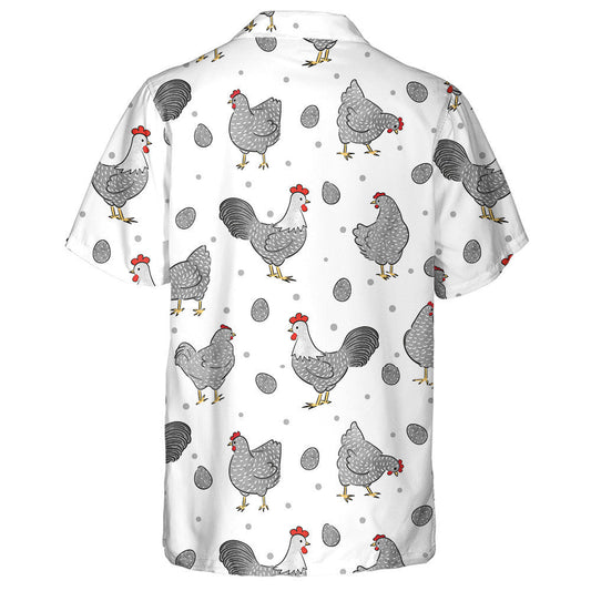 Gray Chicken Hens And Roostrers With Eggs Hawaiian Shirt, Hawaiian Shirt Gift, Christmas Gift