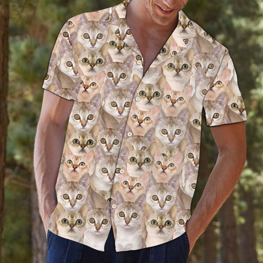 Bronntanas Aghaidh Cat Uafásach Singapura Do Lovers Cat Léine Haváís, Bronntanas Léine Haváís, Bronntanas Nollag