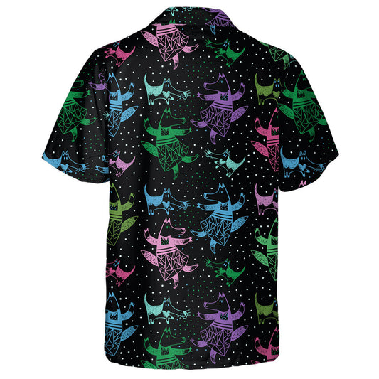 Funny Fox And Dog In Cartoon Background Hawaiian Shirt, Hawaiian Shirt Gift, Christmas Gift