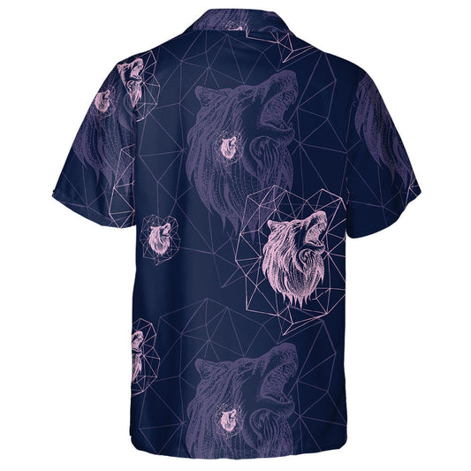 Geometric Vintage Wolf Predator Retro Style Hawaiian Shirt, Hawaiian Shirt Gift, Christmas Gift