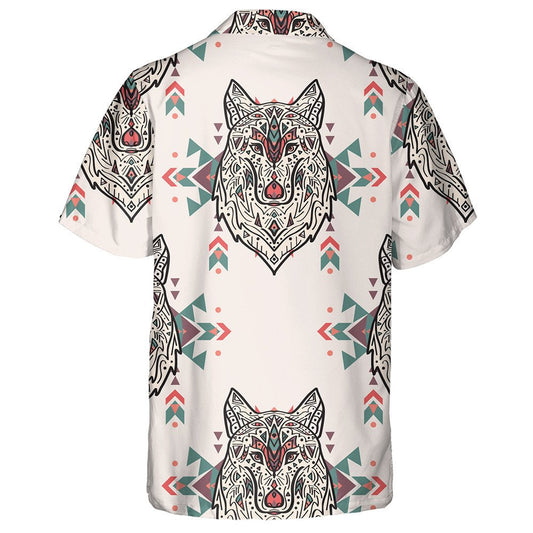 Grunge Colorful With Tribal Style Wolf Hawaiian Shirt,Hawaiian Shirt Gift, Christmas Gift