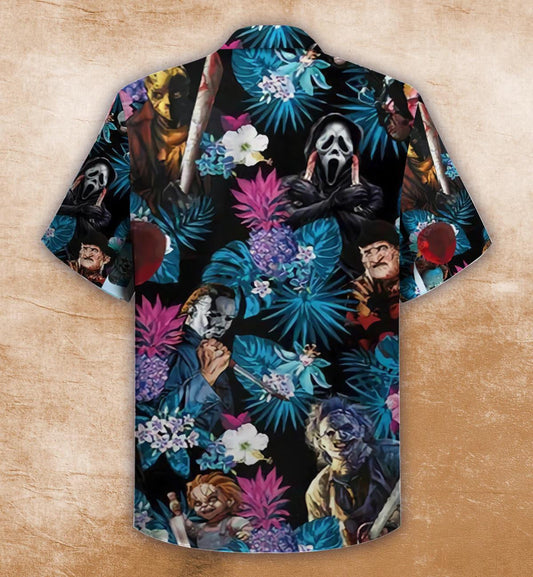 Cloigeann Uafásach le Patrún Duille Hibiscus Tropical Léine Haváí, Bronntanas Léine Haváís, Bronntanas Nollag