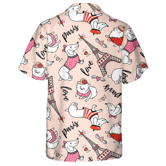 French Style Dog On Pink Background Hawaiian Shirt,Hawaiian Shirt Gift, Christmas Gift