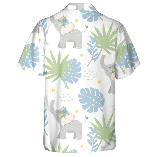 Baby Elephants In The Jungle With Tropical Leaves Hawaiian Shirt, Hawaiian Shirt Gift, Christmas Gift