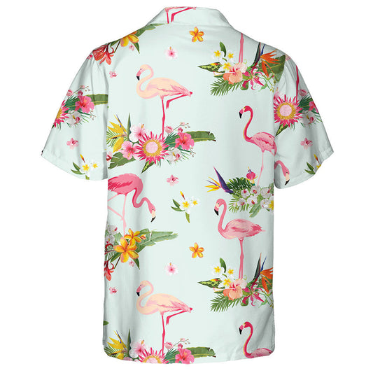 Éan Flamingo Agus Bláthanna Trópaiceacha ildaite Léine Haváís, Bronntanas Léine Haváí, Bronntanas Nollag