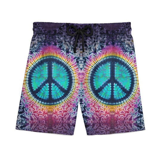 Hippie Peace Sign In Dark Pattern Hawaiian Shirt, Hawaiian For Gift