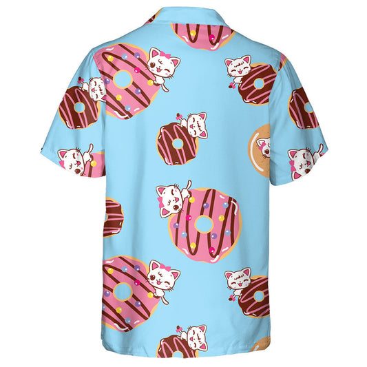 Cute Cats Cartoon On A Sweet Donut Hawaiian Shirt, Hawaiian Shirt Gift, Christmas Gift